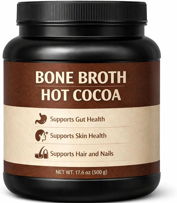 Bone Broth Hot Cocoa, Grass-Fed Beef Bone Broth & Collagen Blend with