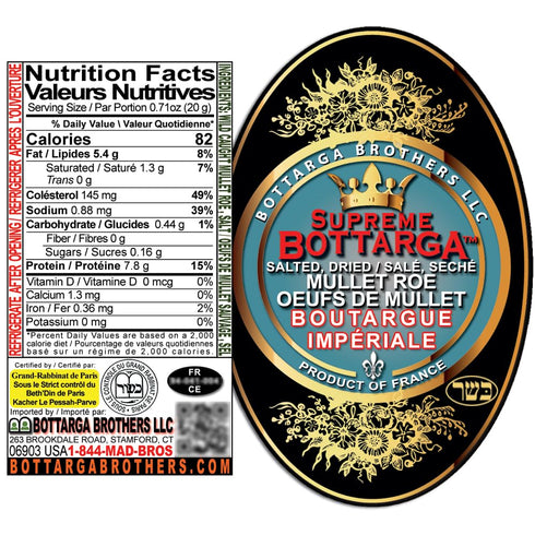 6.0oz French/Tunisian-Authentic-Traditional-Kosher "Boutargue Imperiale" - Gross weight approx: