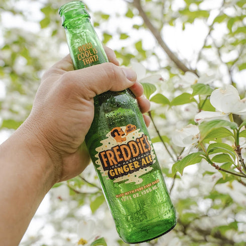 12oz 12 Pack Freddies Old Fashioned Soda - Root Beer Bottles - - Made with Natural Herbs, Oil of Birch and Imported