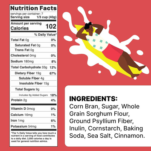 Poop Like A Champion High Fiber Cereal - Cinnamon Toast Flavor | Keto Friendly Low Carb Gluten Free & Healthy |