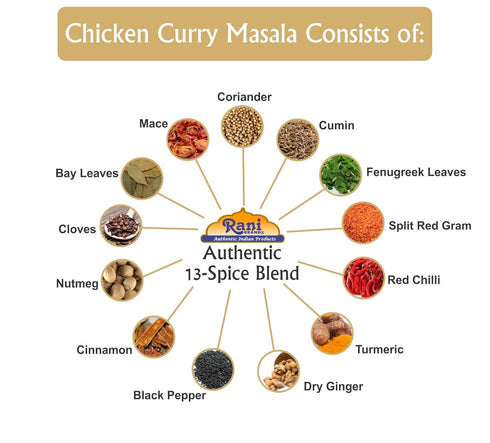 Rani Chicken Curry Masala Indian 13-Spice Blend, 3oz PET Jar, All Natural, Vegan, Gluten Friendly