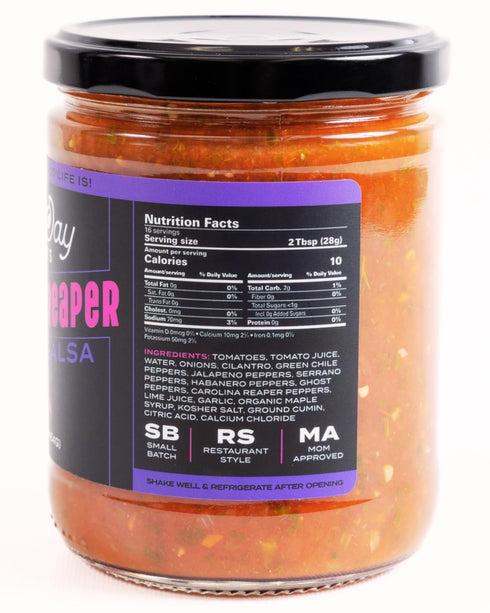 16 oz Sixth Day Snacks Carolina Reaper XXX Hot Salsa | Extreme Heat with Full Flavor | Small Batch, Clean Ingredients |