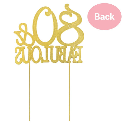 Premium Gold Metal 80 Cake Topper - 80 and Fabulous - 80th Birthday Party Decoration, Sparkly Rhinestone