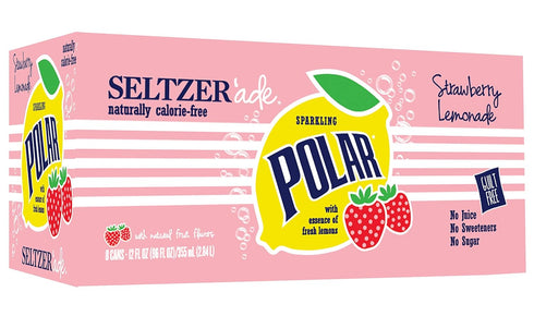 Polar Strawberry Lemonade Seltzer'ade, 12 Fluid Ounce (Pack of 8)
