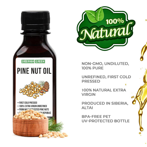 Siberian Pine Nut Oil | 100% Natural Extra Virgin Cold Pressed 100 ml / 3.4 fl oz | Unrefined Raw Vegan