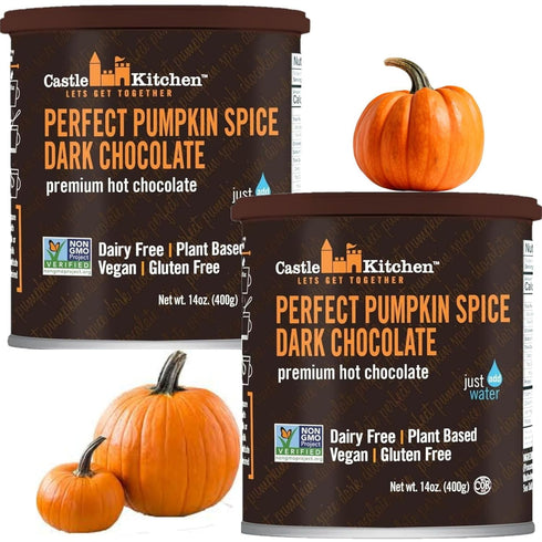 Castle Kitchen Pumpkin Spice Dark Hot Chocolate Mix (28 oz) Dairy-Free, Vegan,
