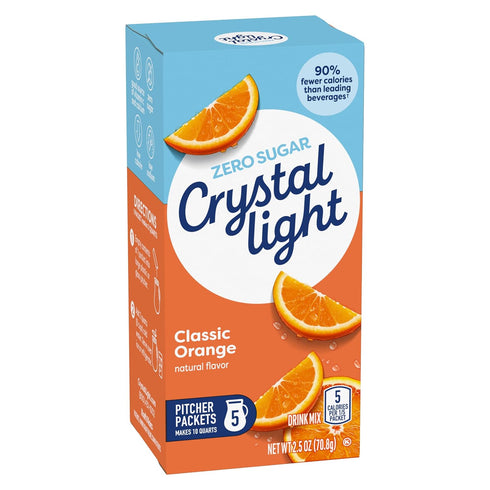 (20 Packets, 4 5) Crystal Light Classic Orange with Vitamin C & Calcium Drink Mix Pitcher Canisters
