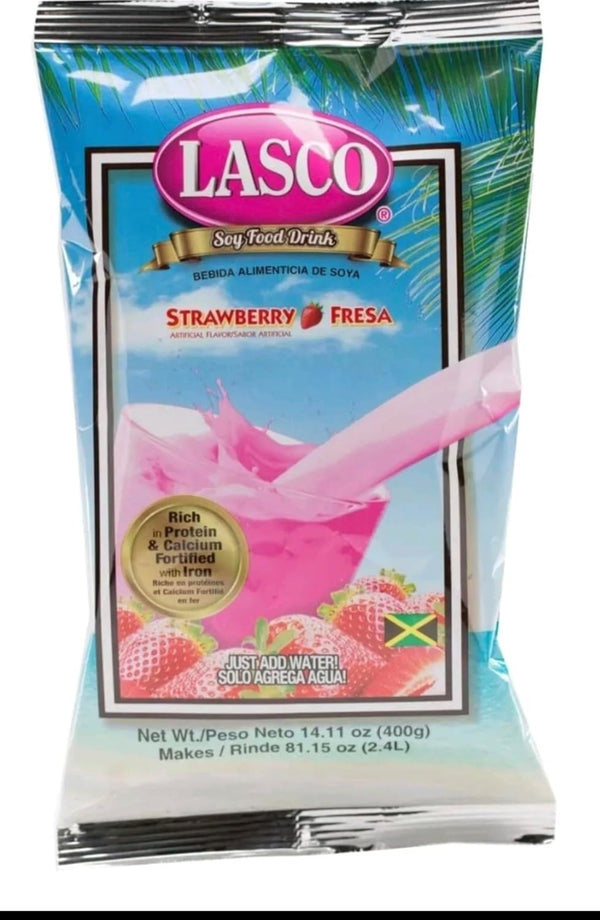 Lasco Soy Food Drink Strawberry, 14.11 oz (400 g) Pack | Jamaican Strawberry-Flavored
