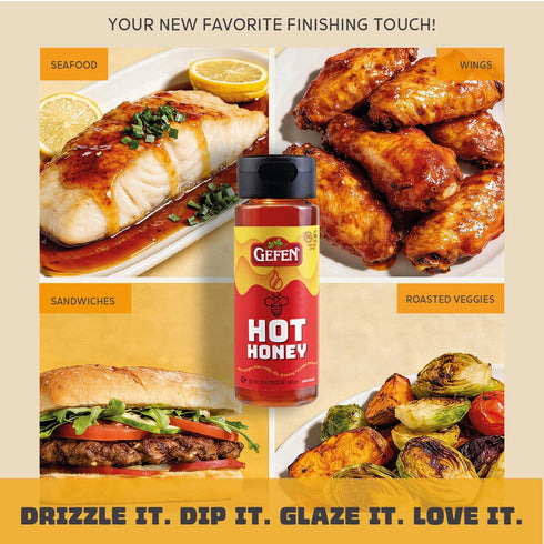 12 oz Gefen Hot Honey, | Sweet & Spicy Honey | Vinegar Free | Great for Drizzling, Marinades, Tea | Squeeze Bottle |