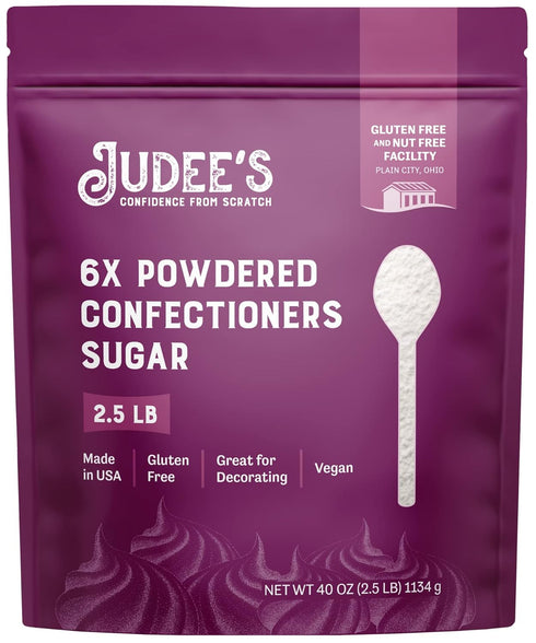 Judees 6X Powdered Confectioners Sugar 2.5 lb - 100% Non-GMO, Gluten-Free, and