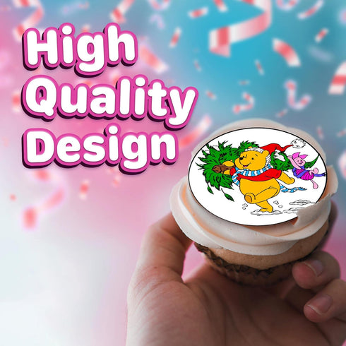 30 x Edible Cupcake Toppers, Honey Bear Inspired Collection of Edible Cake Decorations on Wafer Sheet