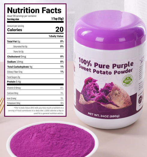 24oz (680g) Pack Purple Sweet Potato Powder - Natural Food Coloring for Baking, Drinks & SmoothiesUbe/Purple Yam