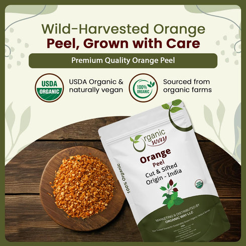 (16 Pack) Organic Way Dried Orange Peel Cut & Sifted (Citrus sinensis) - Pure, Single Ingredient Herbal Tea | Organic