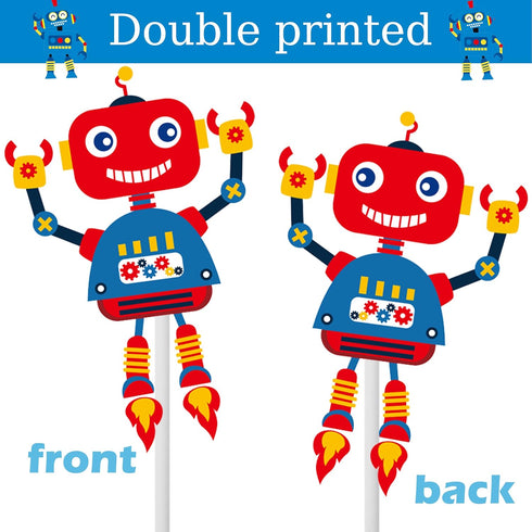 iPartyFun 36Pcs Robot Cupcake Toppers Picks Robot Cake Decorations for Robot Birthday Party Decorations Birthday