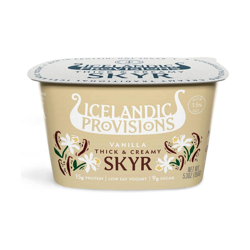 5.3oz 15g Icelandic Provisions Vanilla Skyr Yogurt | Protein, Thick & Creamy