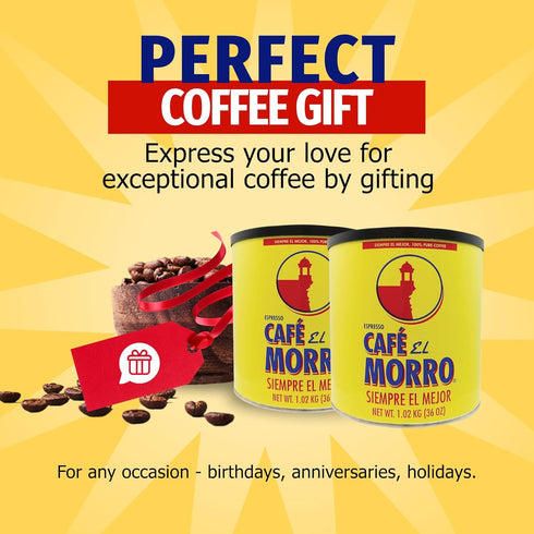 2-Pack, 36 oz Caf El Morro Dark Roast Espresso Ground Coffee, Authentic Puerto Rican Style, Bulk Coffee Each, Gourmet