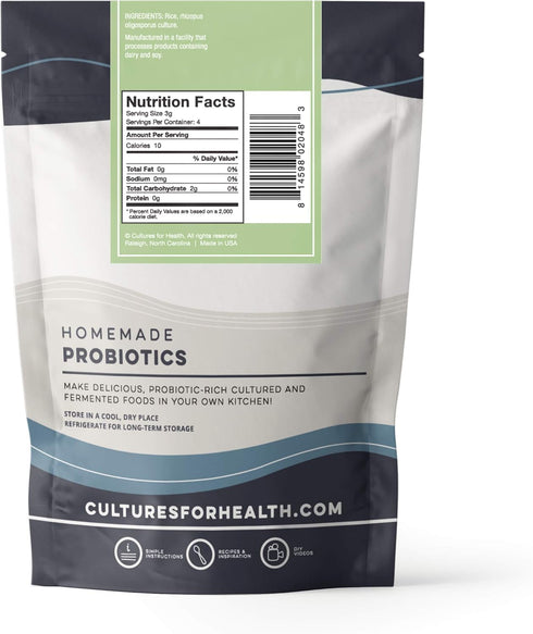 4 Packets Cultures For Health Soy-Free Tempeh Starter Culture | Spores for DIY Plant Based Meat | Gluten Free, Non-GMO