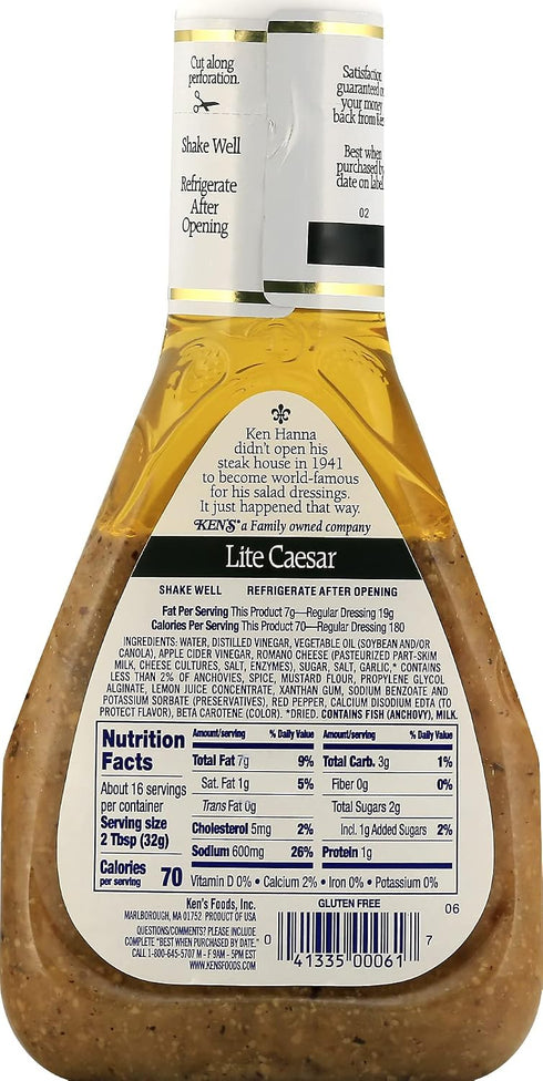 (16 Oz (Pack 2)) Ken's Steak House Lite Ceasar Dressing Fl
