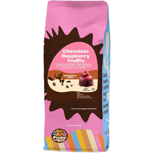 Crazy Cups Flavored Ground Chocolate Coffee, Chocolate Raspberry Coffee in 10 oz