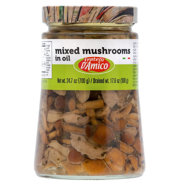 FRATELLI D'AMICO - Mixed Mushrooms in oil, Family-Size, 24.7 oz (700 g),