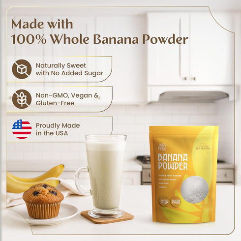 Frozen 1 lb Palm & Plenty Powdered Banana Fruit - Natural Banana Flavoring for Smoothies, Baking, Shakes, Drink Mix