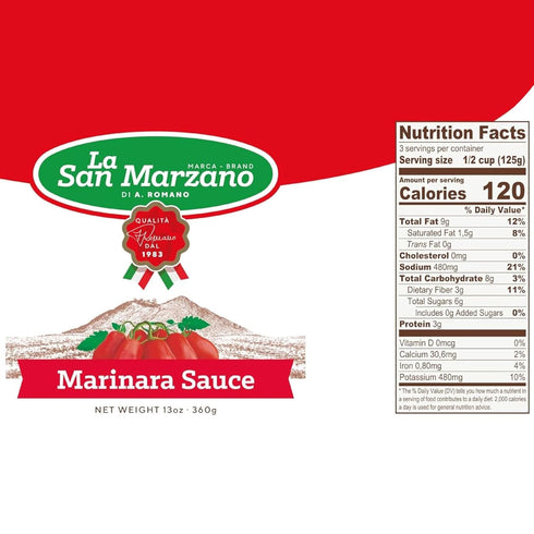 13 oz, La San Marzano Marinara Sauce, Pasta Sauce Made in Italy, All Purpose Tomato Premium Quality, All Natural
