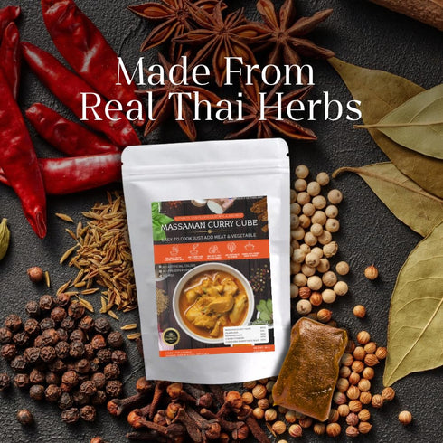 Lamoone 2, (1) Massaman Curry Cube Ready-to-Cooked Thai Massaman Paste Cube, Single-Serve for Authentic Thai Flavor