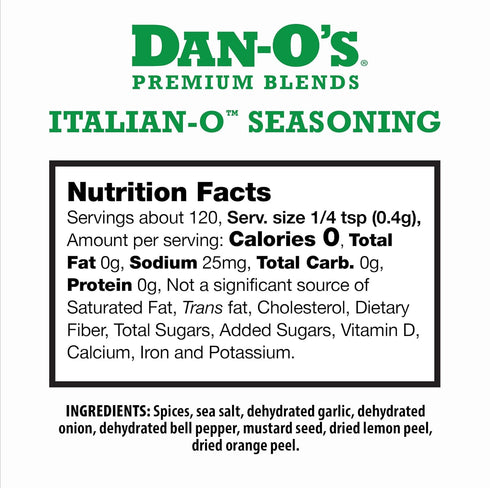 1.7 oz 2 Pack, Dan-O's Italian-O Seasoning, Bottle, Italian Seasoning for Pasta, Pizza, Salad, Veggies and More, Sugar