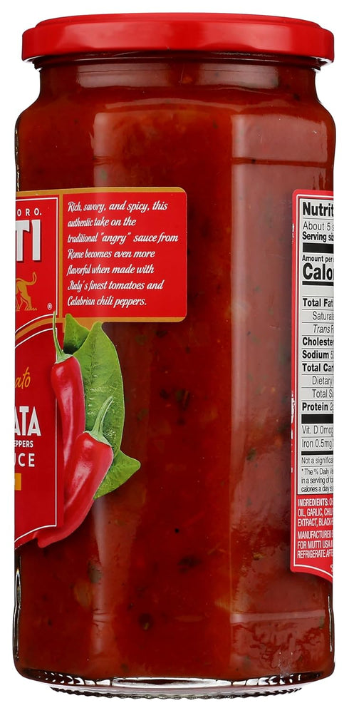 24 (Pack 6) Mutti Arrabbiata Pasta Sauce, No Added Sugar, Vegan Friendly, Gluten Free & Non-GMO, Ounce