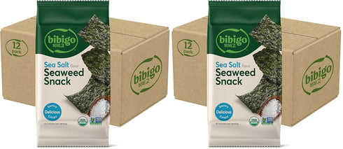 Bibigo ORGANIC SEAWEED SNACK SESAME 0.35OZx12 (Pack of 2)
