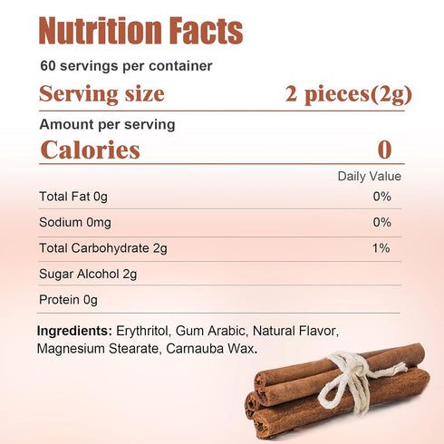 DC24 100% 0-Calorie,Sugar 30 Count, Pack 4 DAILY CARE Erythritol Breath Mints, Free, Natural Cinnamon, Gluten Free