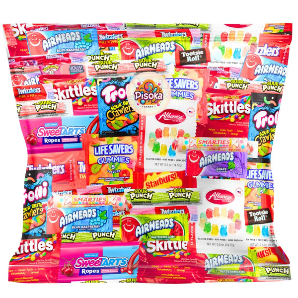 Pisoka Assorted Candy Mix - Variety Pack of Gummies, Sour Candy, and Chewy