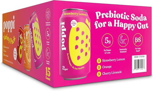 Pack, 12 oz, 15-Count Poppi Variety