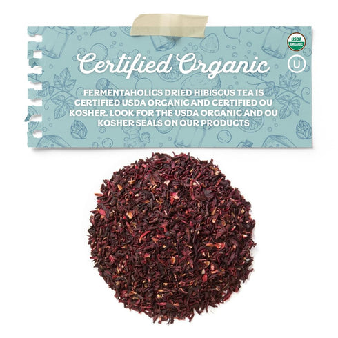 Fermentaholics Dried Hibiscus Flowers, Cut and Sifted, 4 oz, USDA Certified Organic for Flavoring & Kombucha