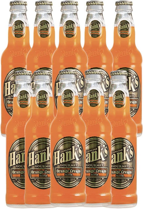 Hank's Genuine Gourmet Orange Cream Soda, 12 fl oz Bottles Premium Craft
