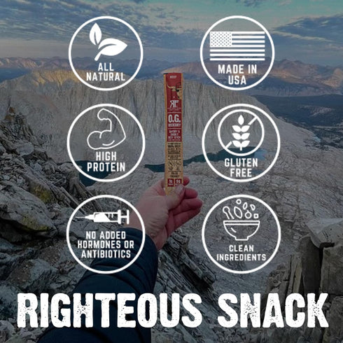 100% 210g Pack, 24 Count Righteous Felon Variety Meat Sticks | Grass Fed Beef, Turkey & Pork | Total Protein |