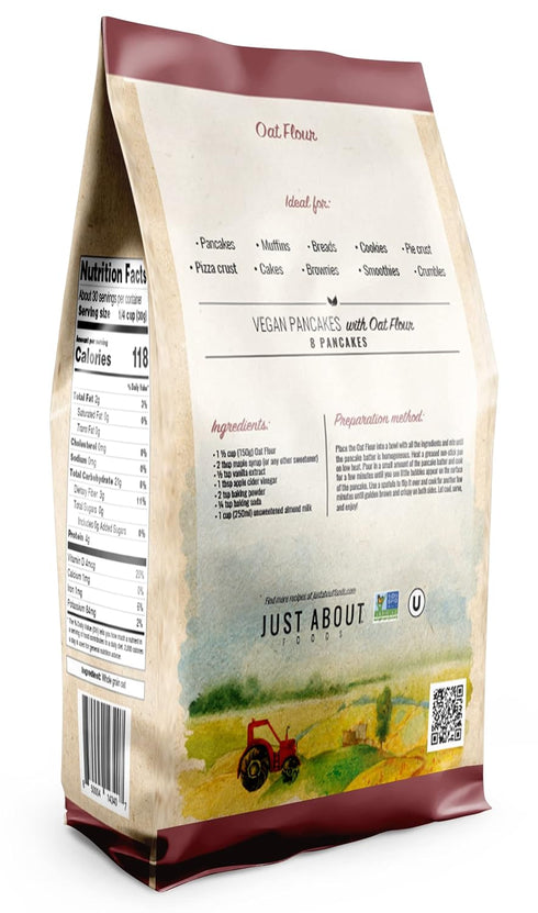2 LB Oat Flour | Rich in Dietary Fiber | Helps with Cholesterol Lowering and Heart Health | Certified Kosher | Just