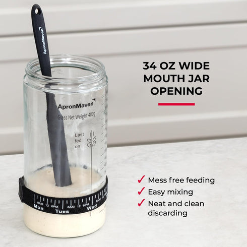 Complete Sourdough Starter Kit Glass Jar with Lid, Kitchen Scale and More | Useful Birthday Gifts for Women, Bakers
