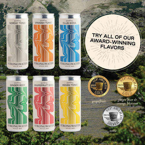 12 Pack (8.4 Oz Strongwater Sparkling Grapefruit Soda - Cans Fl Each) - Premium Craft Cocktail Mixer Made with Rocky