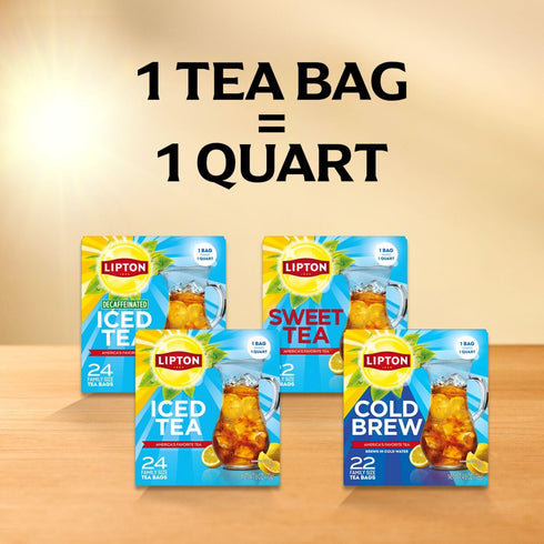 144 (24ct Pack 6) Lipton Unsweetened Iced Tea Bags, Family Size Zero Calories, Total Tea Bags