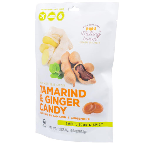 (6.5 Pack 1) Melting Sweet Individually Wrapped Tamarind & Ginger Hard Candy Ounce