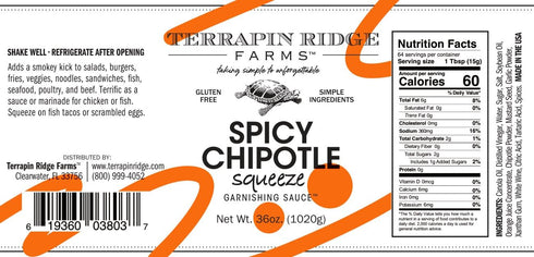 36 (Pack 1) Terrapin Ridge Farms Spicy Chipotle Garnishing Sauce Smoky & Zesty Sauce for Tacos, Sandwiches, Seafood