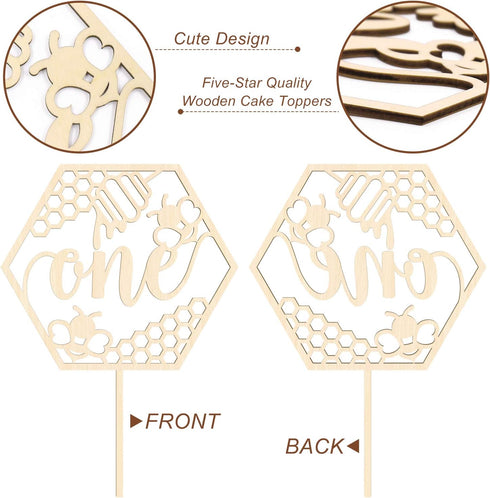 Huray Rayho Bumble Bee One Cake Topper for First Birthday, Honey Bee Theme Party Decoration