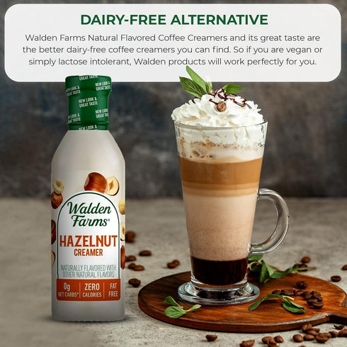 12 oz Walden Farms Hazelnut Coffee Creamer Zero Calorie, Sugar Free, Keto & Fat Free Non-Dairy Creamer for Coffee