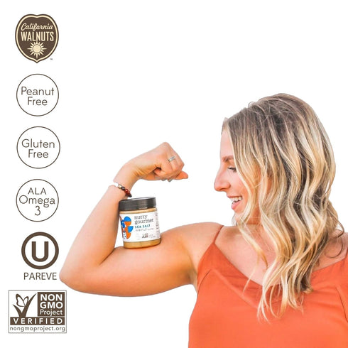 (10oz, 1 Pack) Nutty Gourmet Organic Walnut Butter - Raw Nut Butter - No Added Sugar - Unsalted - All Natural - Peanut