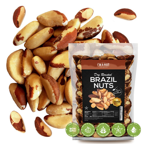 Premium Wild Harvested Dry Roasted Brazil Nuts with Sea Salt, 0.50 lb