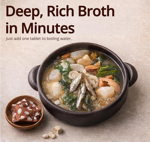 Minecook 25 Count (3.5oz/100g), 1 Pack Deep Rich Flavor Broth Tablet, Natural Seafood Soup Base