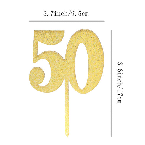 ZHENGYE Gold Happy Birthday Cake Topper, Bling Bling 50th Anniversary/Birthday Party Decoration