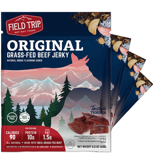 Field Trip Grass Fed Beef Jerky, Healthy Gluten Free Snacks, All Natural,