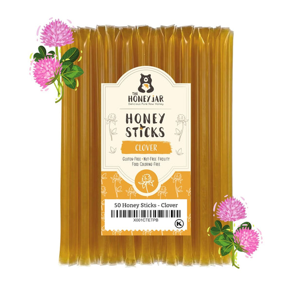 The Honey Jar Plain Honey Sticks - Pure Honey Straws For Tea,